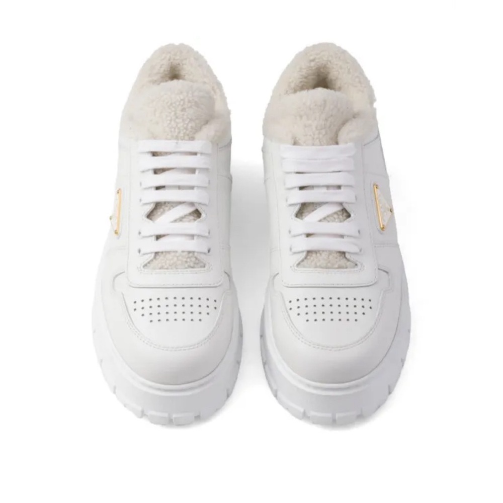 Prada Women's Shearling Leather Sneakers 6.5 NEW!!!